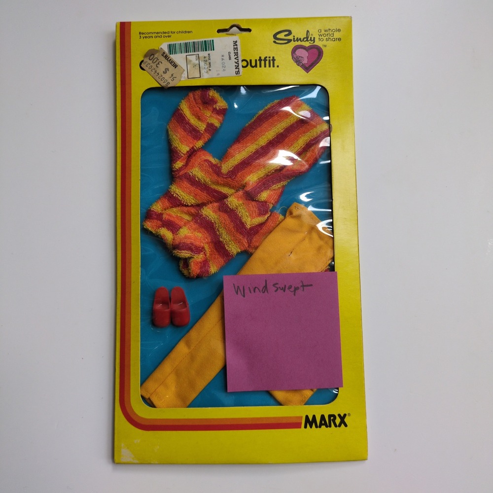 Vtg 70s Marx Sindy Windswept #44203 Doll Outfit Yellow Striped Terry Cloth